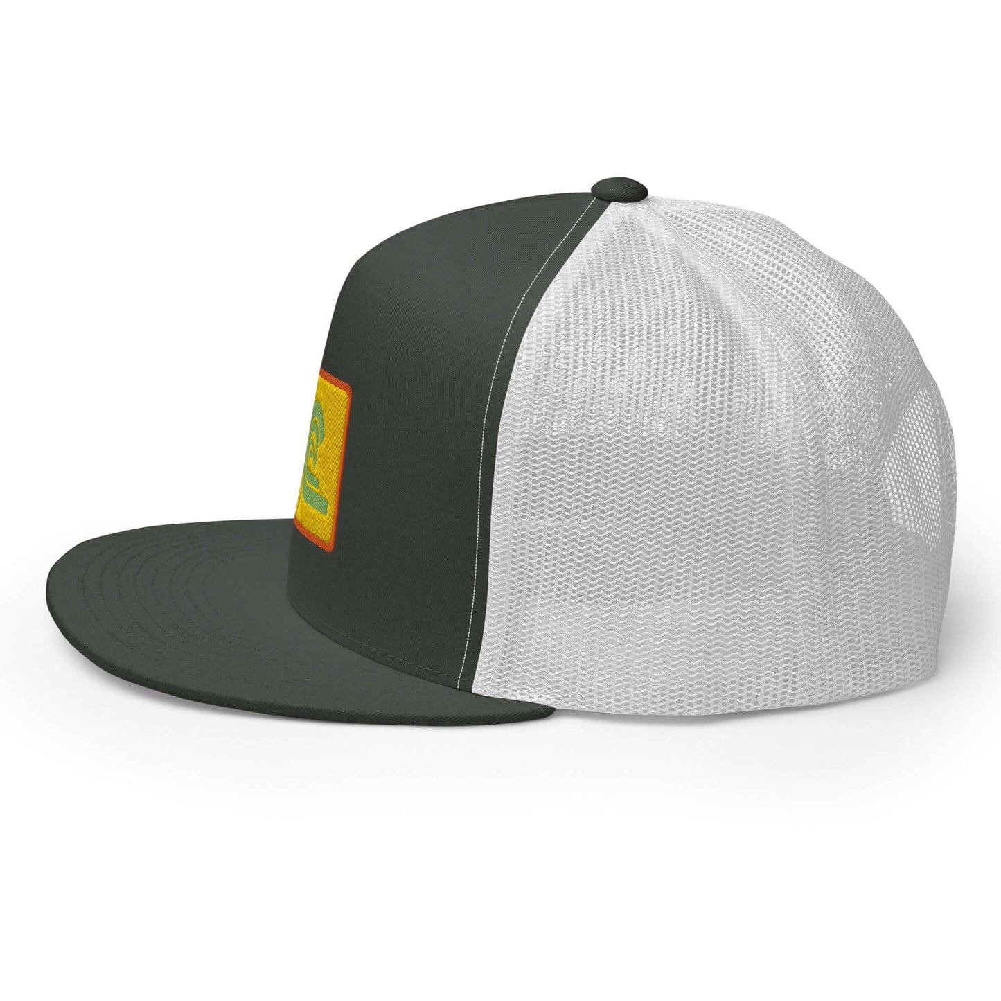 Flo C Mustard Patch Flat Bill Trucker Cap