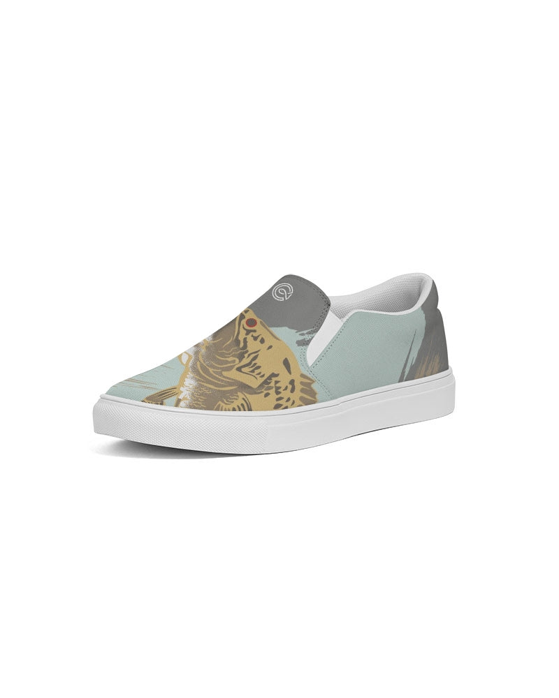 (ARTIST ORIGINAL) Womens Stewart Forrest Smallmouth Bass Canvas Slip-On Shoe