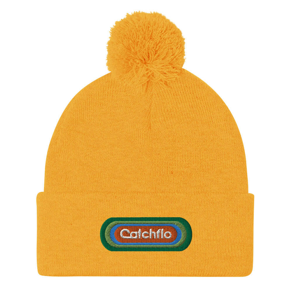 Flo Pulse Patch Knit Pom-Pom Beanie