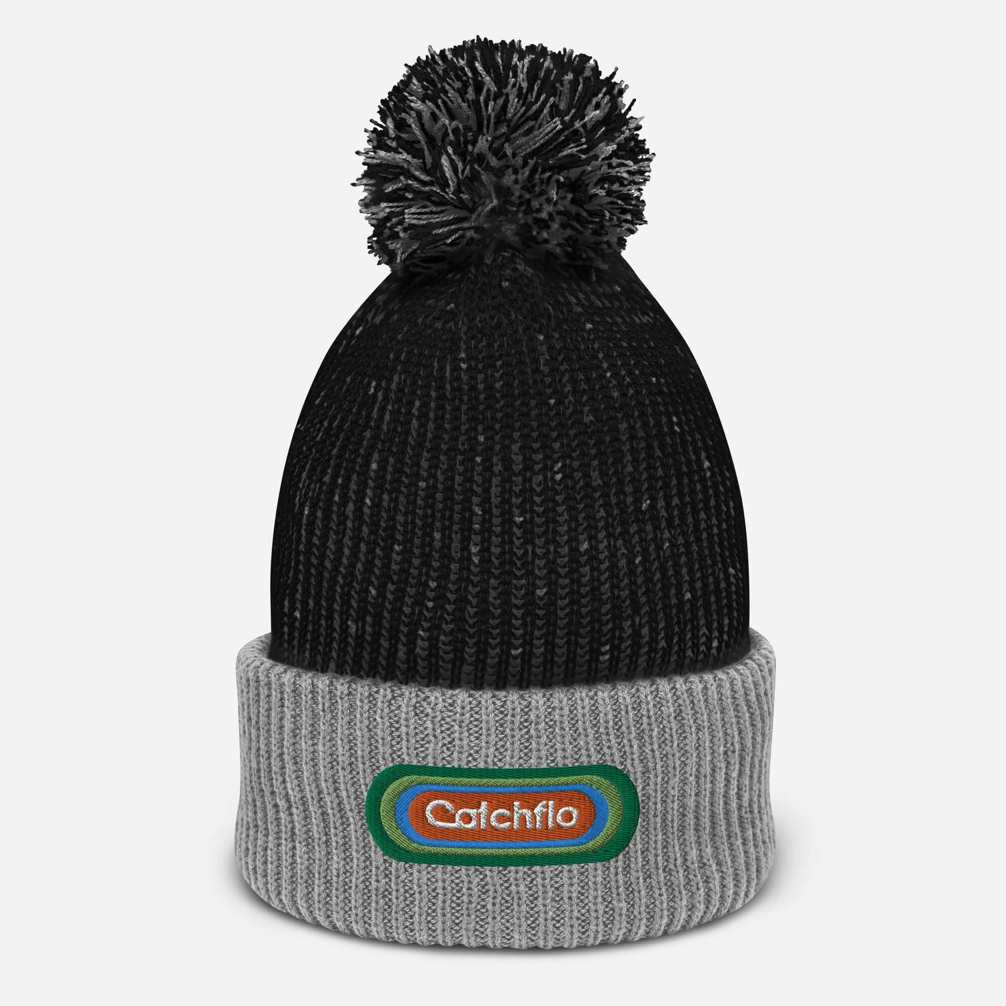 CLOSE OUT) Flo Pulse Patch Ribbed Pom-Pom Beanie