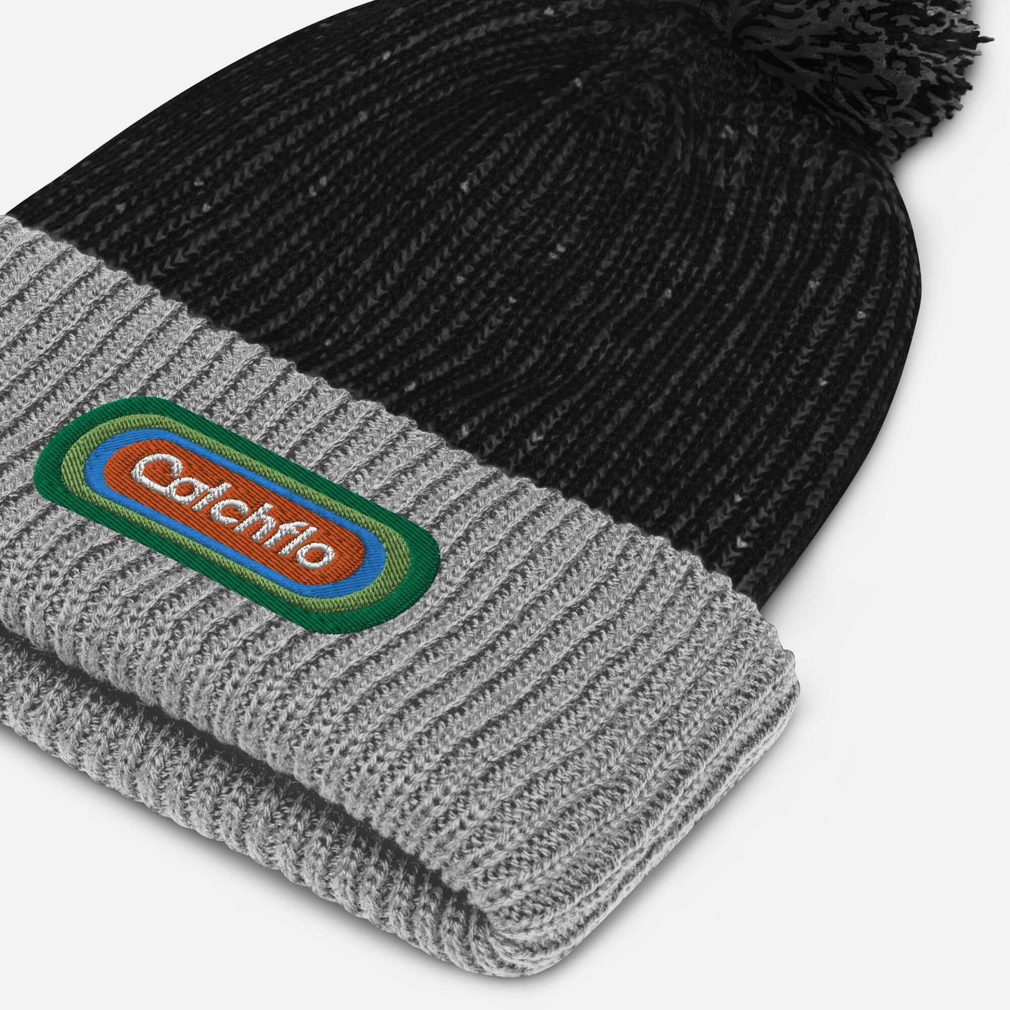 Flo Pulse Patch Ribbed Pom-Pom Beanie