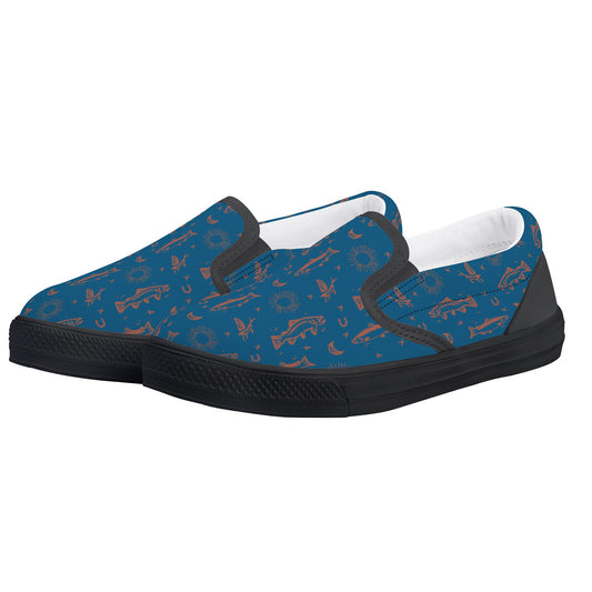 KidFLO Shyanne Orvis + Catchflo Untamed Canvas Slip On Shoes (blue)